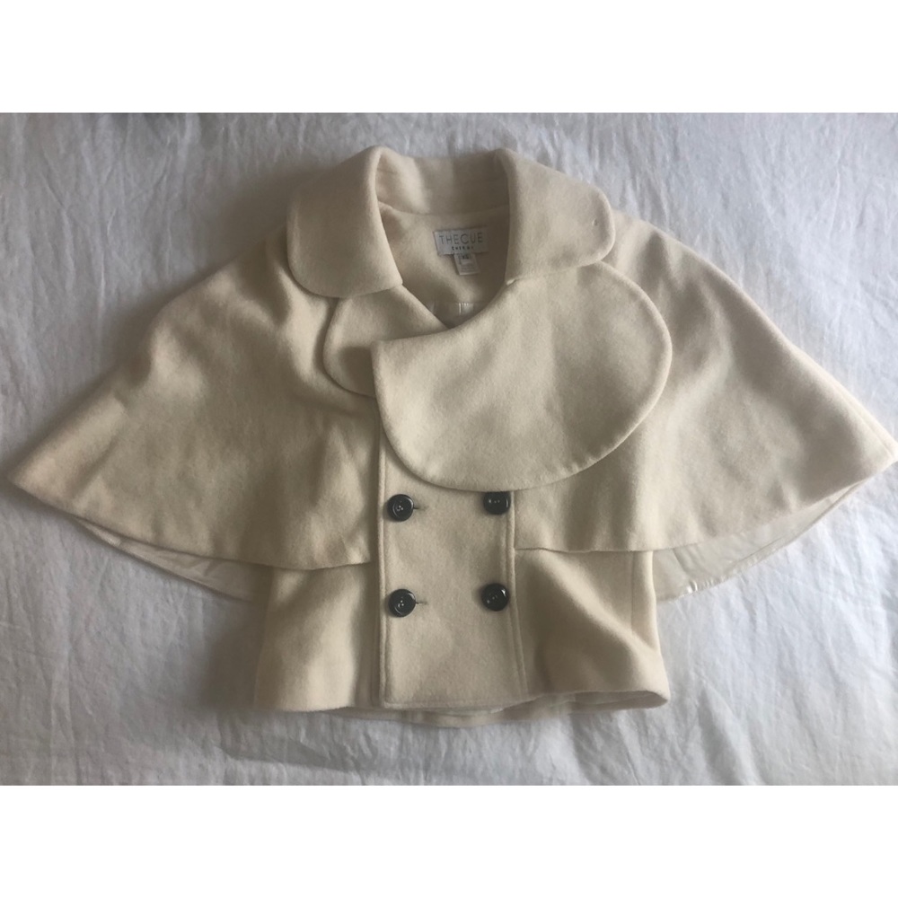 Cream Double-breasted Cape Coat